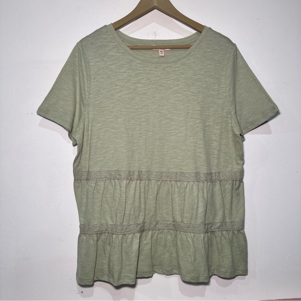Como Vintage Green Tiered Top